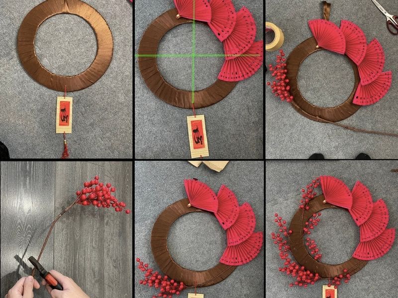 6 Cách làm vòng hoa treo cửa đón tết handmade đơn giản